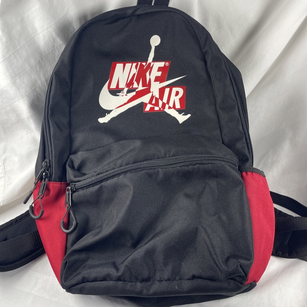 Nike Jordan Jumpman Classics Black Red Large Backpack‎ Zipper Pockets Nike Air